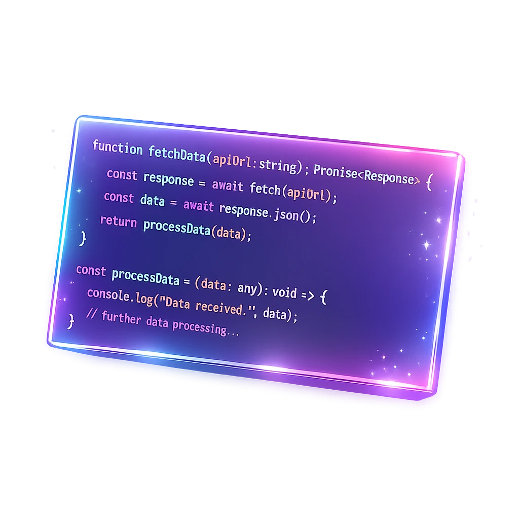 3D code snippet showcasing clean, modern programming practices